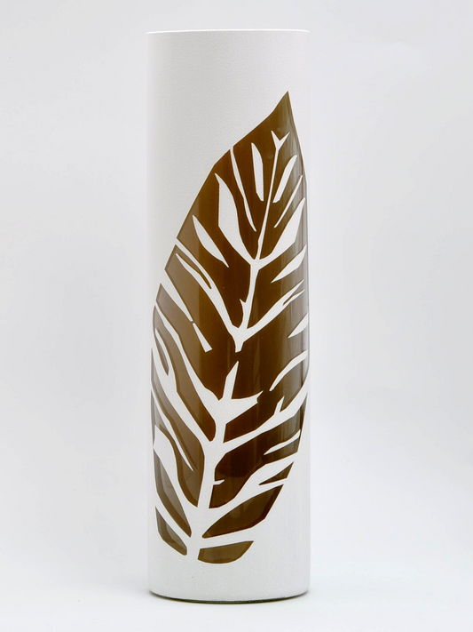 Art Decorated Hand-Painted Glass Cylinder Vase | Large Floor Vase for Interior Design